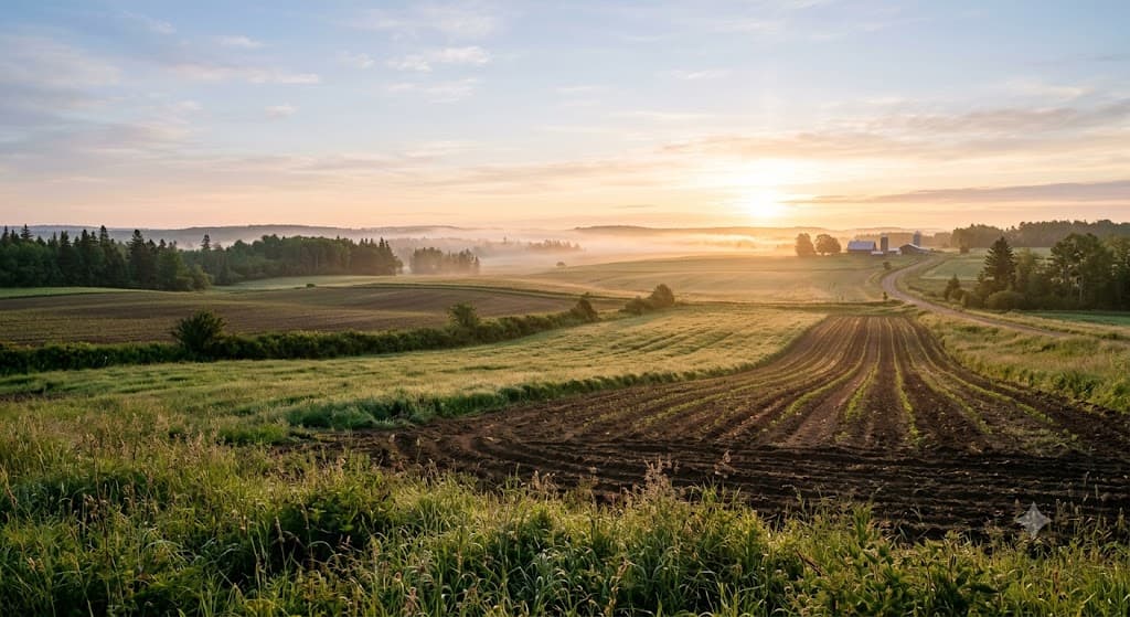 Sunrise over fields